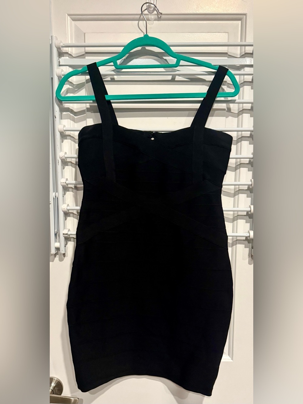 bebe Black Bandage Bodycon Dress with Wide Straps